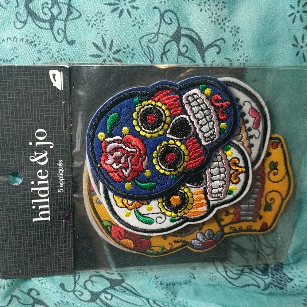 Set of Four NWT Hildie and Jo Sugar Skull appliques.